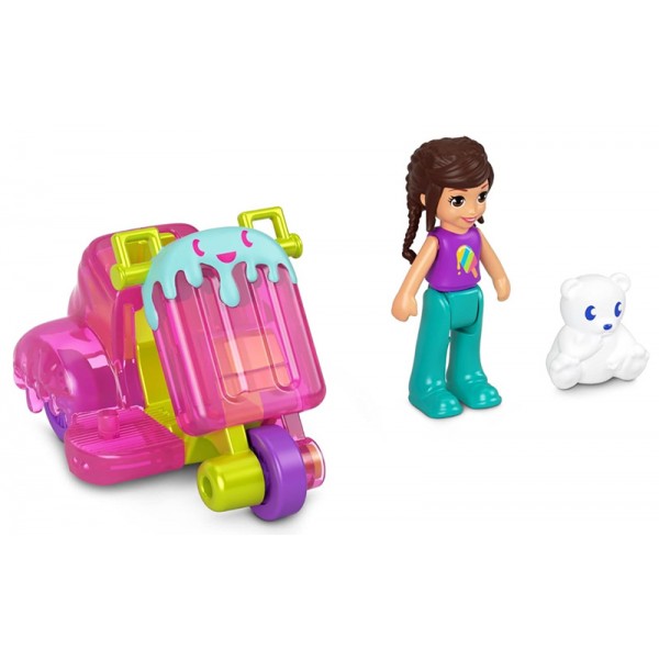 Polly Pocket - Véhicule Scooter avec Mini Poupée et Ours Polaire