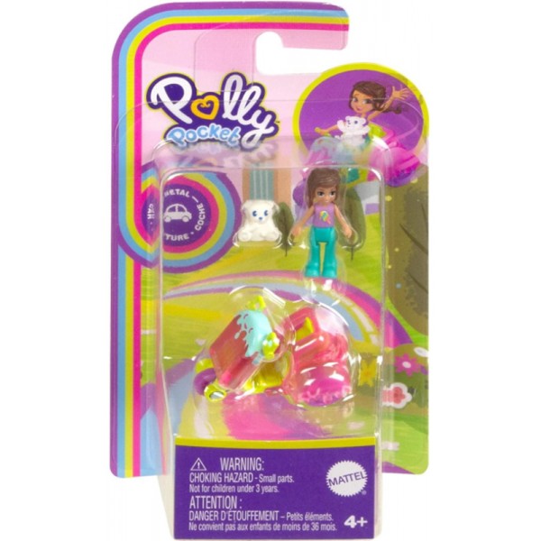 Polly Pocket - Véhicule Scooter avec Mini Poupée et Ours Polaire