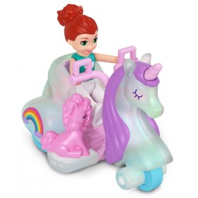 Polly Pocket - Véhicule Scooter avec Mini Poupée Lila et Licorne