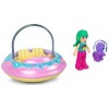 Polly Pocket - Véhicule Volant Donut avec Mini Poupée Kerstie et Chien