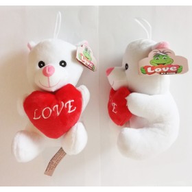 Peluche Ours Polaire Blanc avec Cœur Love 14cm