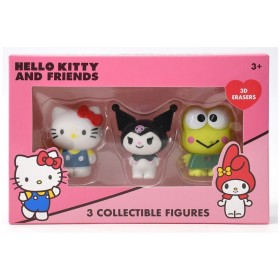 Pack Hello Kitty And Friends 3 Figurines Gomme 3D
