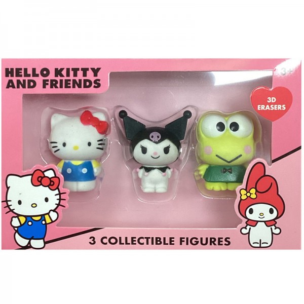 Pack Hello Kitty And Friends 3 Figurines Gomme 3D