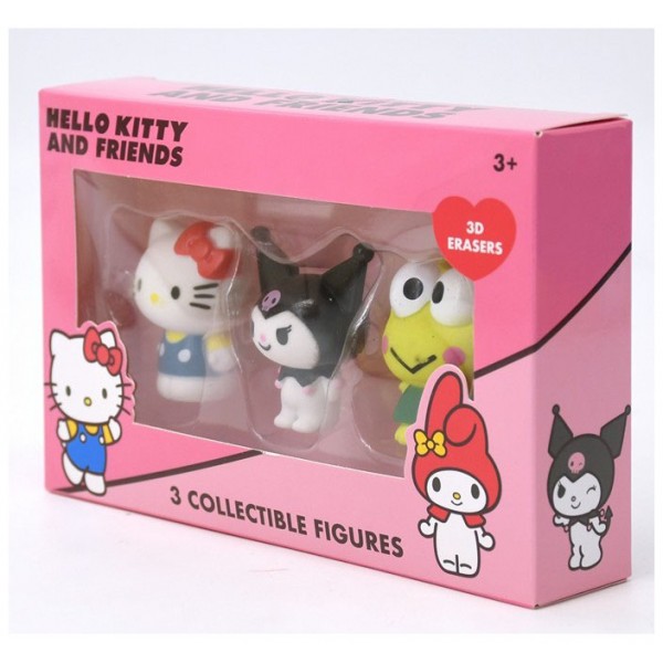 Pack Hello Kitty And Friends 3 Figurines Gomme 3D