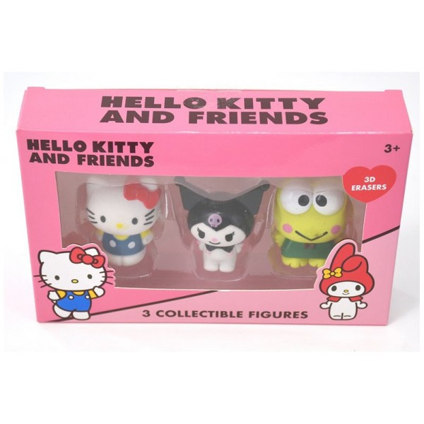 Pack Hello Kitty And Friends 3 Figurines Gomme 3D