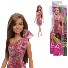 Poupée Barbie Brune avec Robe Scintillante Rose