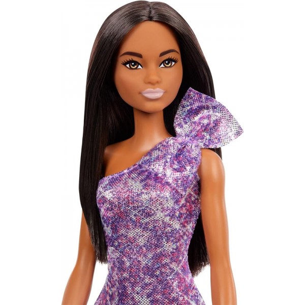 Poupée Barbie Blonde avec Robe Scintillante Mauve