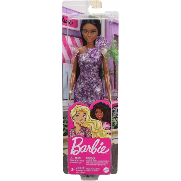 Poupée Barbie Blonde avec Robe Scintillante Mauve