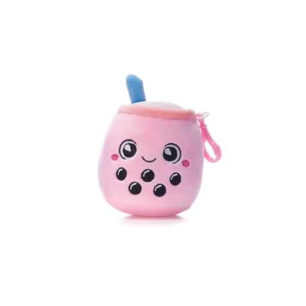 Peluche Bubble Tea Bagclip 10cm Rose