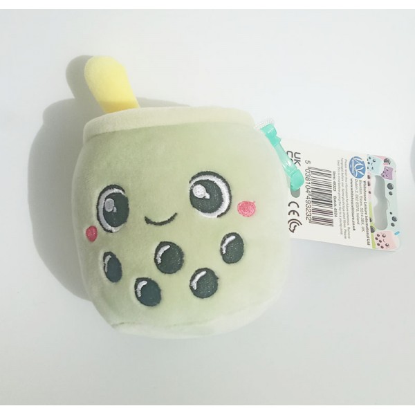 Peluche Bubble Tea Bagclip 10cm Grise