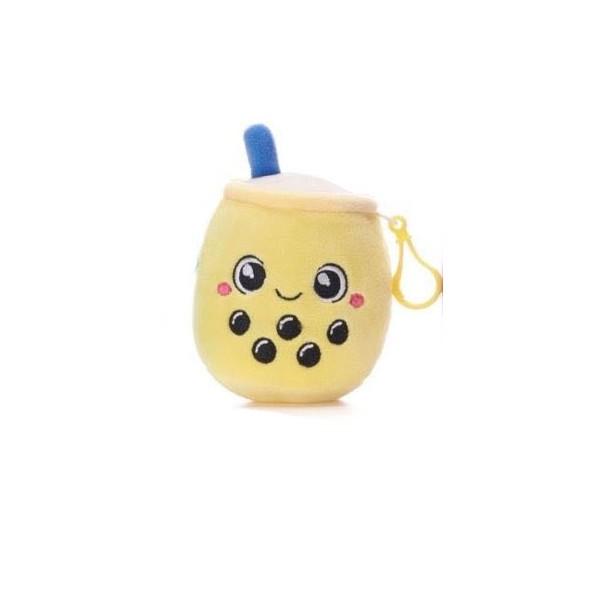 Peluche Bubble Tea Bagclip 10cm Jaune