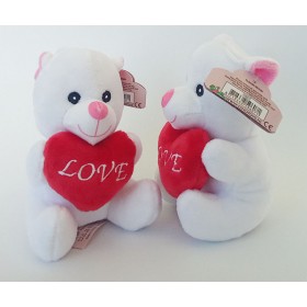Peluche Ours Polaire Blanc avec Cœur Love 14cm