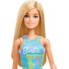 Poupée Barbie Blonde en Robe Eté à Imprimé Logo Bleu