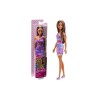 Poupée Barbie Brune en Robe Eté à Imprimé Logo Mauve