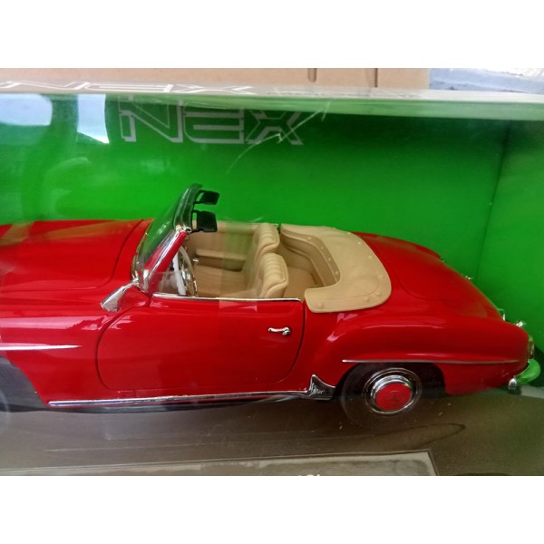 Voiture miniature Mercedes Benz 190 SL 1955 cabriolet rouge 1:18 de Welly - Rayon Braderie