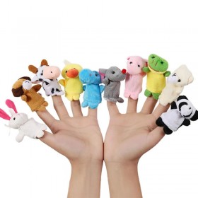 Peluches Mini Marionnettes à doigts - 10 pièces Animaux