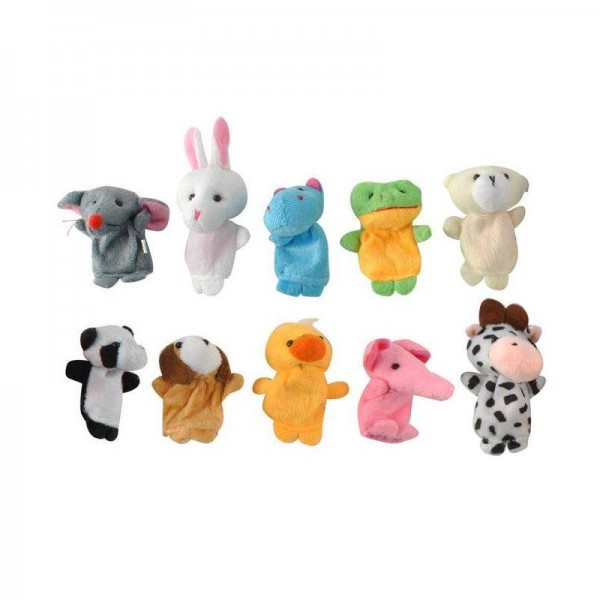 Peluches Mini Marionnettes à doigts - 10 pièces Animaux