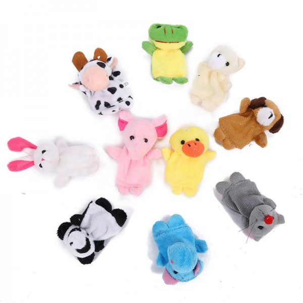 Peluches Mini Marionnettes à doigts - 10 pièces Animaux