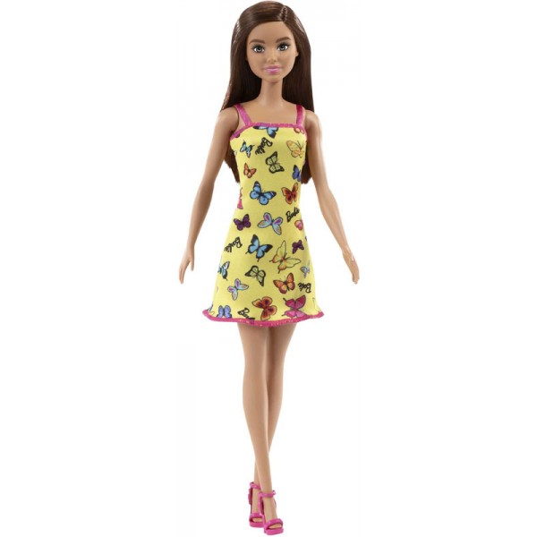 Poupée Barbie Brune Chic en Robe Papillon Jaune
