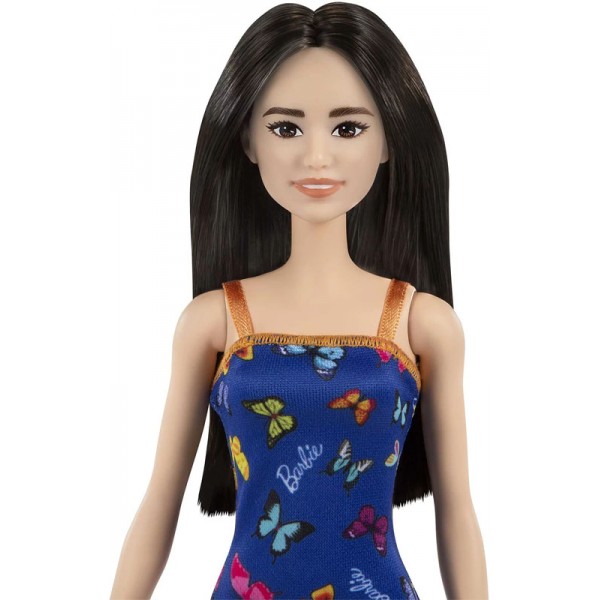 Poupée Barbie Brune Chic en Robe Papillon Bleue