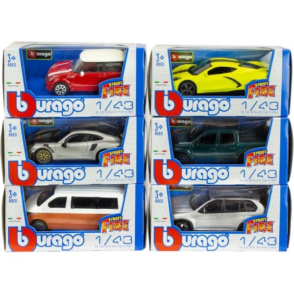 Véhicules Miniatures Bburago Street Fire - Assortiment par 6