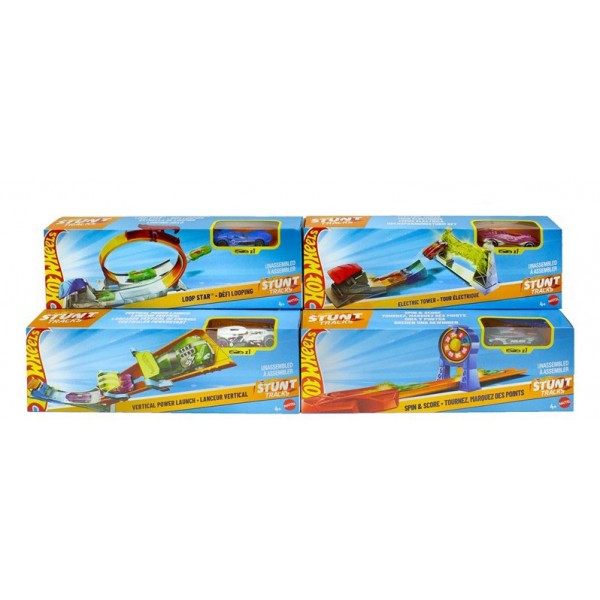 Hot Wheels STUNT Tracks avec Voiture HW - Assortiment de 4