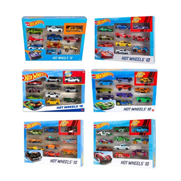 Hot Wheels - Coffret Cadeau de 10 Véhicules Miniatures - Modèle aléatoire