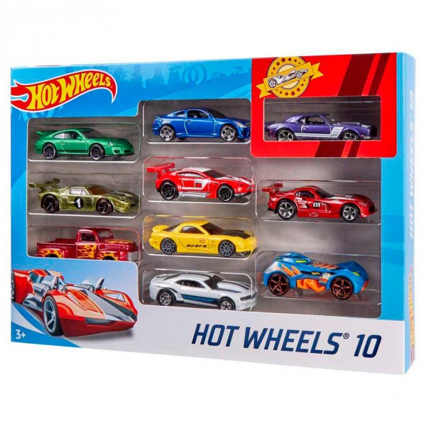 Hot Wheels - Coffret Cadeau de 10 Véhicules Miniatures - Modèle aléatoire