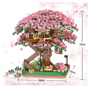 SEMBO Mini Sakura Arbre Maison Blocs Japonais Street View Cherry Blossom