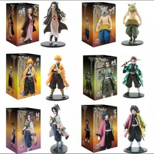 Lot de 6 Figurines Demon Slayer 15cm en coffret illustré