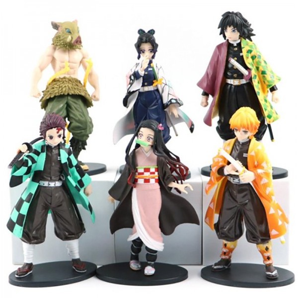 Lot de 6 Figurines Demon Slayer 15cm en coffret illustré