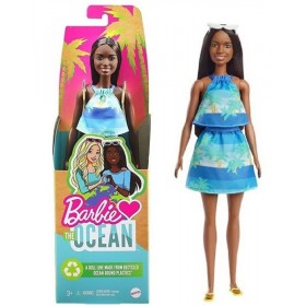 Poupée Barbie Loves the Ocean avec jupe et haut à imprimé mer