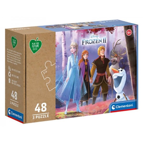 Disney Frozen II La Reine des Neiges Lot de 3 puzzles 48 pièces Clementoni - 100% recyclé et recyclable