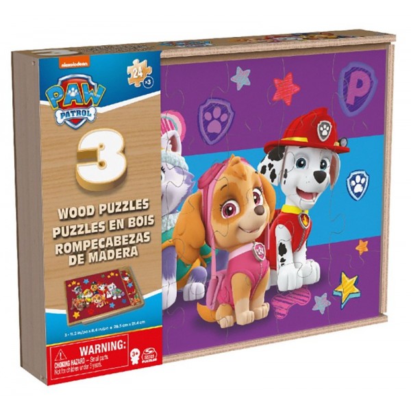 Pat Patrouille - Lot de 3 puzzles en bois - 3x24 pièces