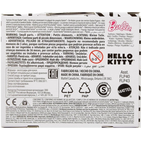 Barbie Fashions Top Hello Kitty My Melody Mattel FLP43