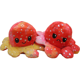 Peluche réversible pieuvre octopus rouge