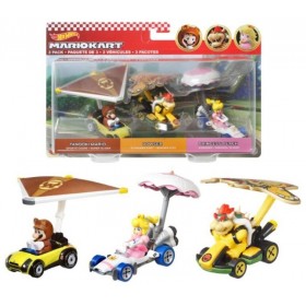Hot Weels Nintendo Mariokart 3 véhicules avec figurines