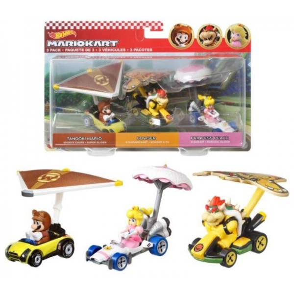 Hot Weels Nintendo Mariokart 3 véhicules avec figurines