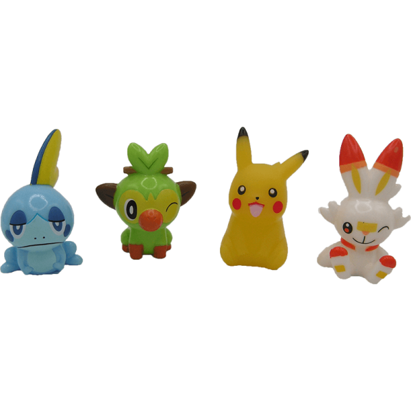 4 Figurines Pokemon Sobble Grookey Pikachu Flambino