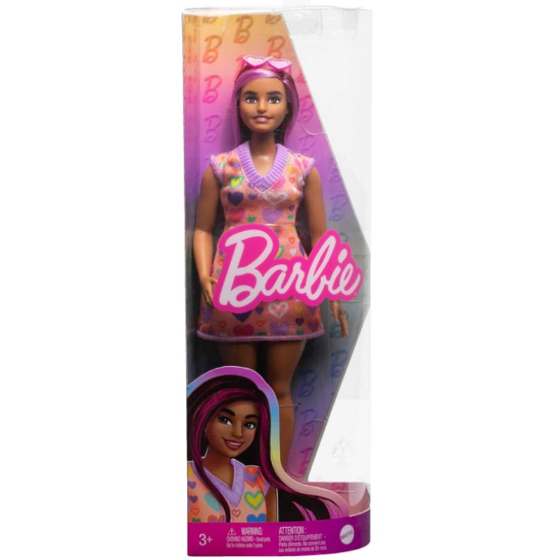 Poupée Barbie Fashionitas Mèches Roses et imprimé Coeurs