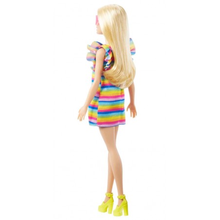 Poupée Barbie Fashionitas Blonde Robe Arc En Ciel