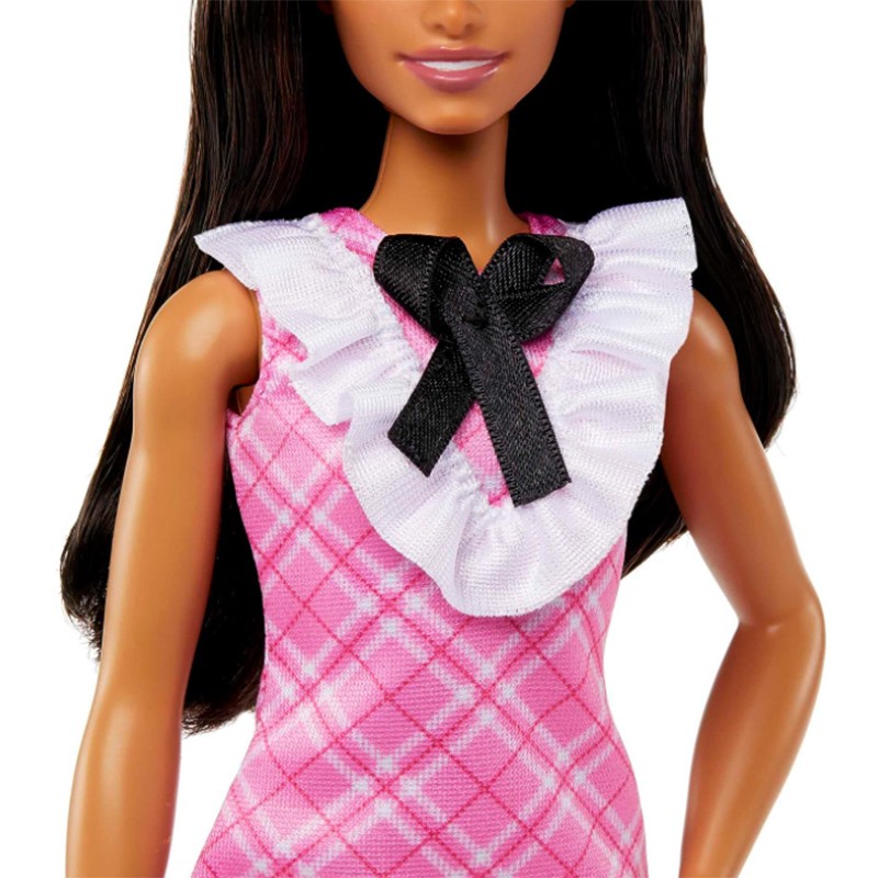 Poupée Barbie Fashionitas Cheveux Noirs et Robe Ecossaise