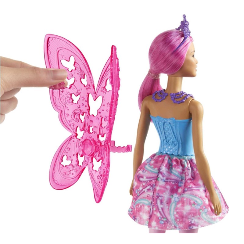 Poupée Barbie Dreamtopia Pouée Fée avec Cheveux Roses et Diadème