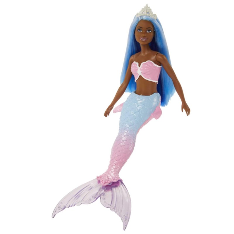 Poupée Barbie Dreamtopia Sirène avec Dégradé Bleu et Rose et Diadème