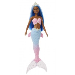 Poupée Barbie Dreamtopia Sirène avec Dégradé Bleu et Rose et Diadème