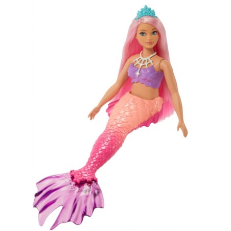 Poupée Barbie Dreamtopia Sirène avec Dégradé Rose et Diadème