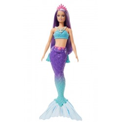 Poupée Barbie Dreamtopia Sirène avec Dégradé Bleu et Violet et Diadème