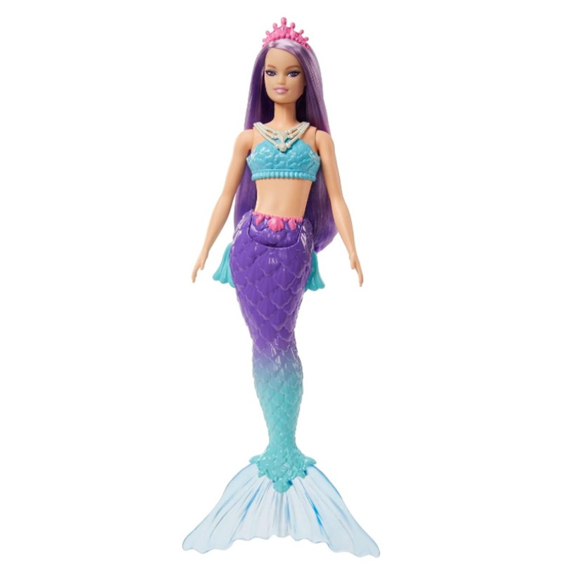 Poupée Barbie Dreamtopia Sirène avec Dégradé Bleu et Violet et Diadème