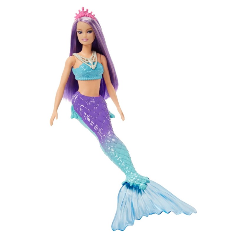 Poupée Barbie Dreamtopia Sirène avec Dégradé Bleu et Violet et Diadème