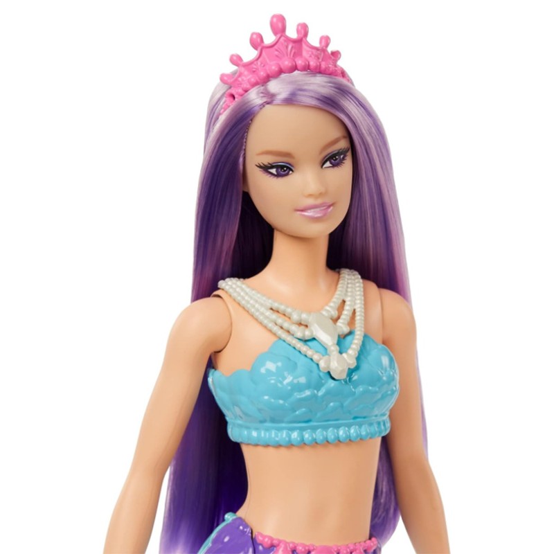 Poupée Barbie Dreamtopia Sirène avec Dégradé Bleu et Violet et Diadème